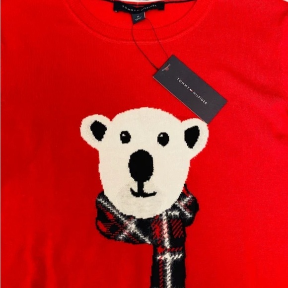 Tommy Hilfiger Lucy Cotton Polar Bear Crew Neck Lightweight Sweater Size L - Picture 2 of 2